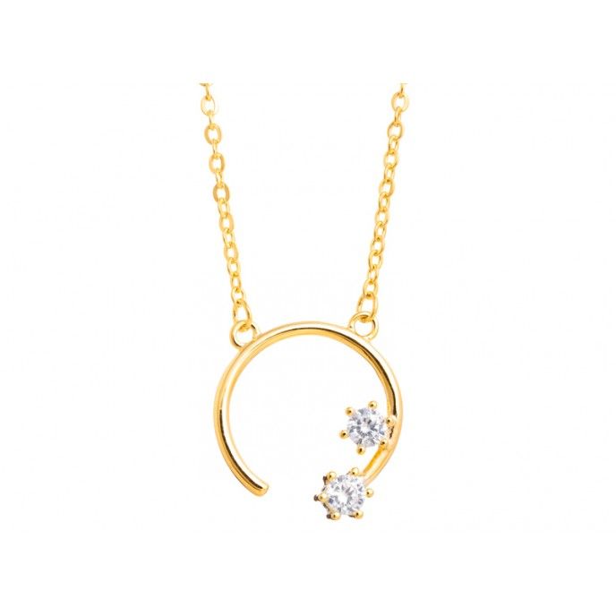 OPEN WHEEL MESH NECKLACE 14MM 2 CZ 3MM