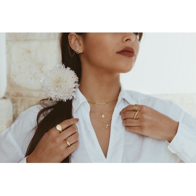 OPEN WHEEL MESH NECKLACE 14MM 2 CZ 3MM