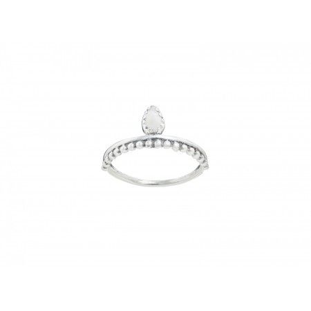 SILVER RING STONE DROP