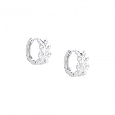 LEAF HOOPS WITH ZIRCON