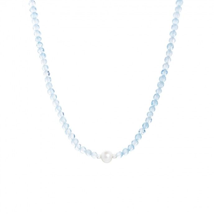 NECKLACE SILVER STONES WITH PEARL
