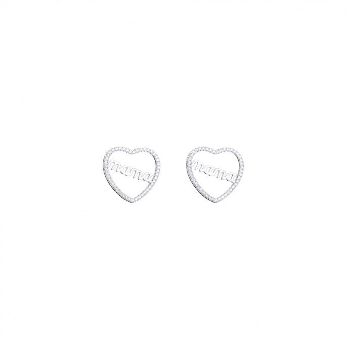 EARRINGS HEART 10MM BREAST CZ SPIG