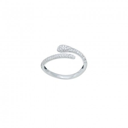 SILVER ADJUSTABLE COBRA RING WITH MINI ZIRCONS