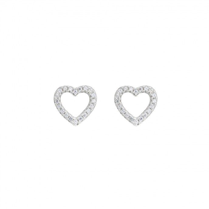 SILVER HEART EARRINGS WITH MINI ZIRCONS