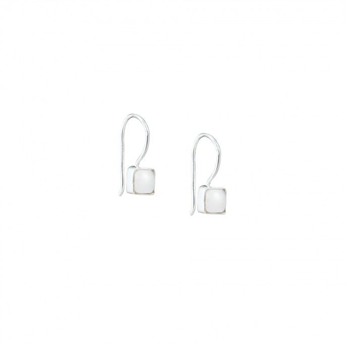 SILVER SQUARE STONE EARINGS