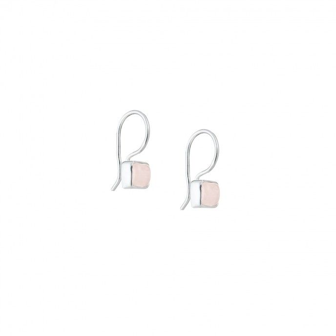 SILVER SQUARE STONE EARINGS