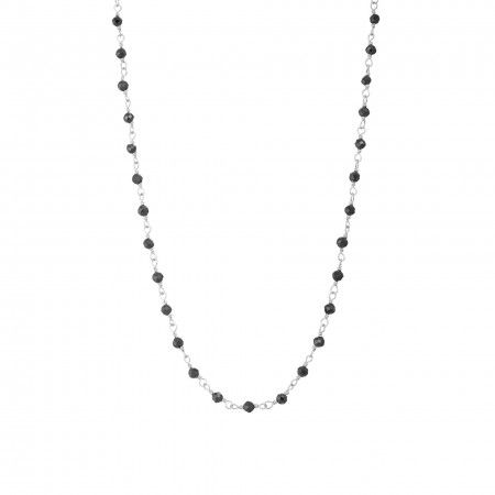 NECKLACE SILVER STONES 45CM - ONYX