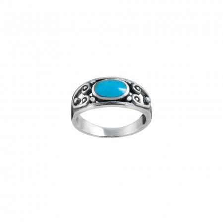 OVAL STONE SILVER RING