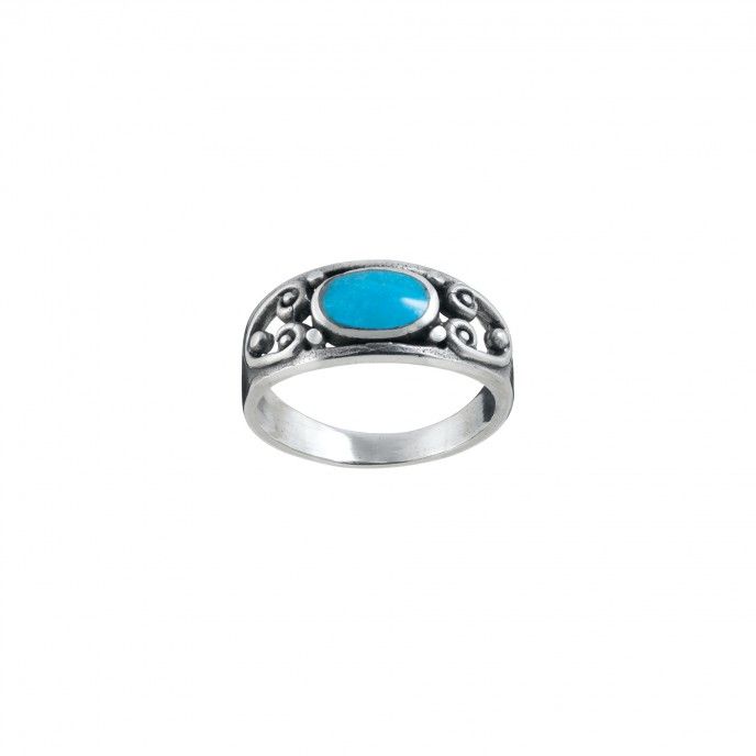 OVAL STONE SILVER RING