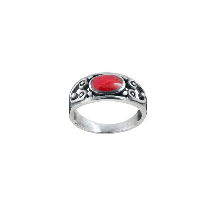 OVAL STONE SILVER RING