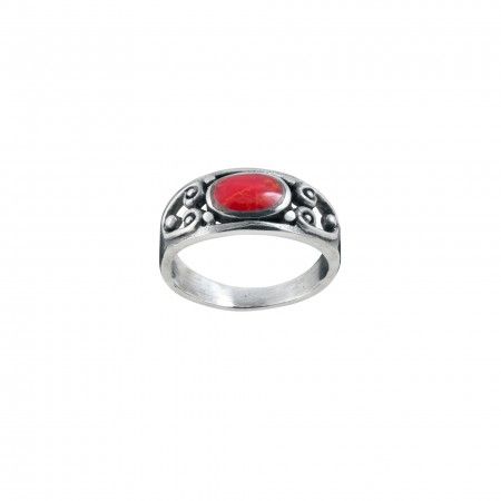 OVAL STONE SILVER RING