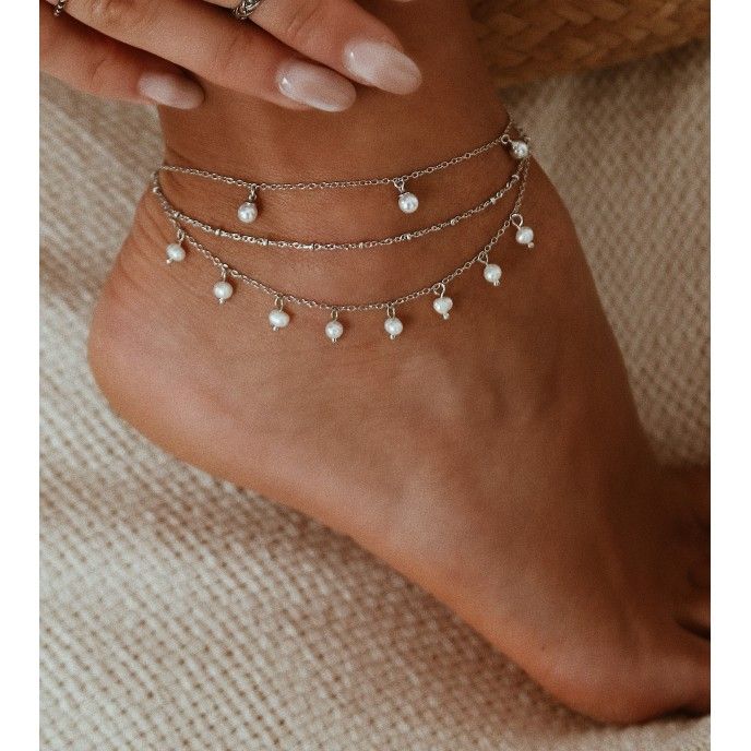 SILVER ANKLET WITH PEARLS