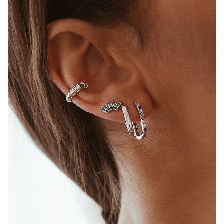 SILVER HOOPS WITH MINI ZIRCONS