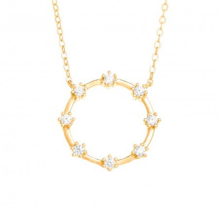 COLLAR DE PLATA CON RUEDA Y MINI ZIRCONIOS [PLATA DORDAD/ZIRCONIO]