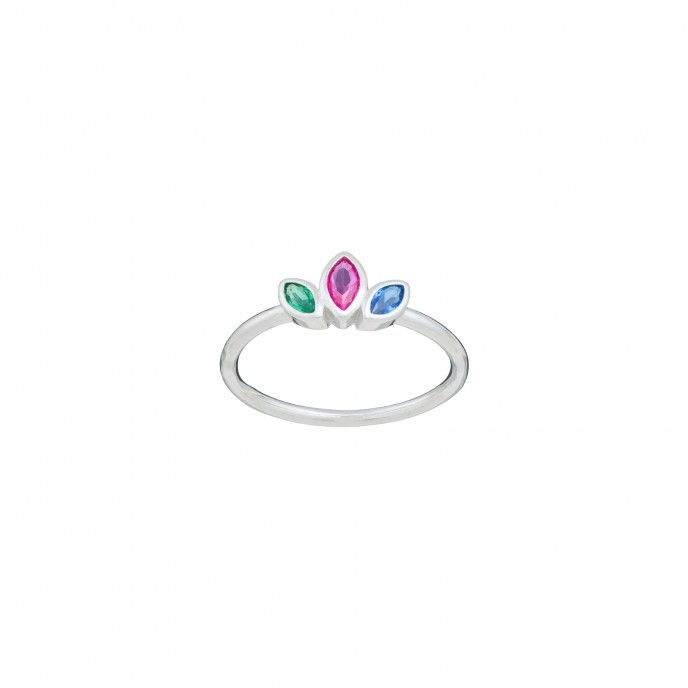 SILVER RING WITH COLORED ZIRCONS