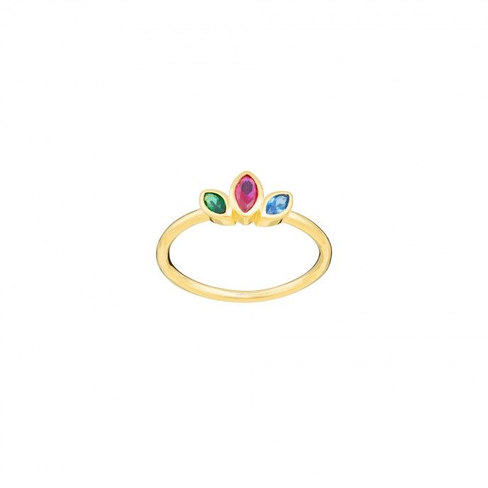 SILVER RING WITH COLORED ZIRCONS