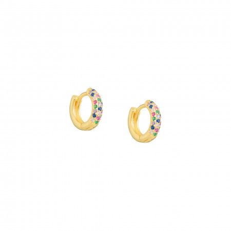 SILVER HOOPS WITH COLORFUL ZIRCONS
