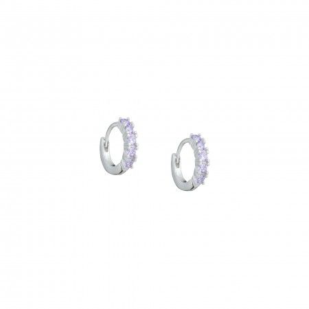 MINI SILVER HOOPS WITH COLORFUL ZIRCONS