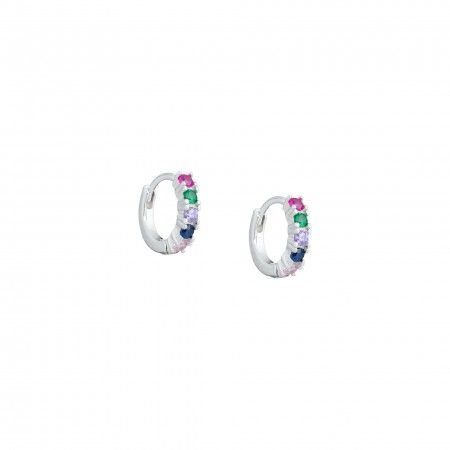 MINI SILVER HOOPS WITH COLORFUL ZIRCONS