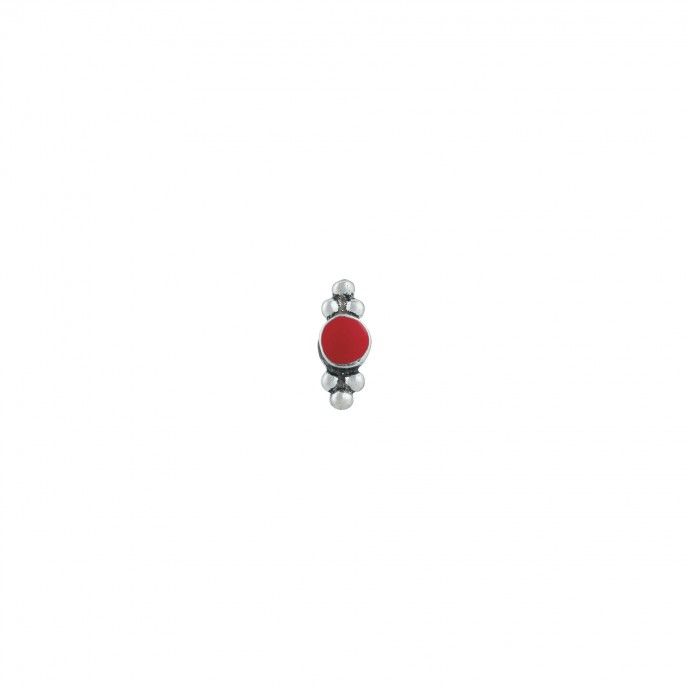 SILVER EARRING, RED NATURAL STONE , UNIT