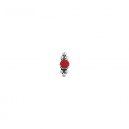 SILVER EARRING, RED NATURAL STONE , UNIT