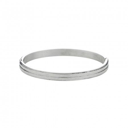 RIGID OVAL BRUSHED STEEL BRACELET