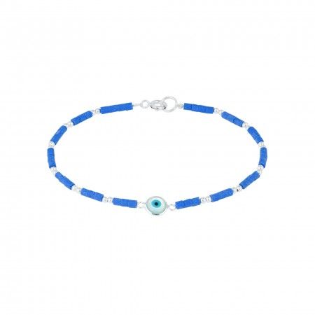 SILVER TUBES WITH EYE BRACELET