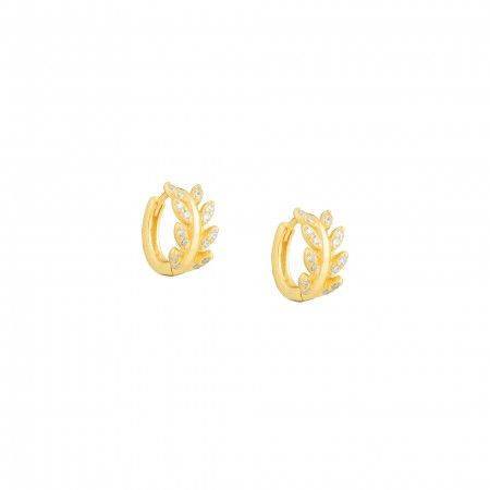 LEAF HOOPS WITH ZIRCON