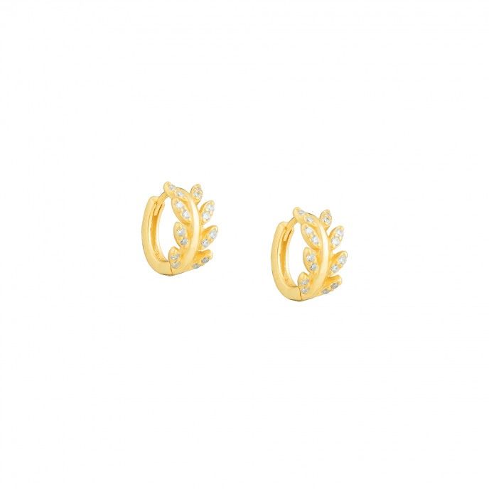 LEAF HOOPS WITH ZIRCON