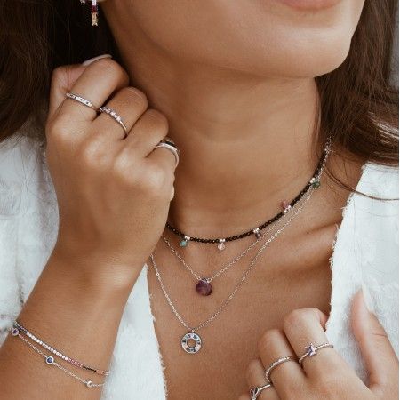 FACETED SILVER DROP NECKLACE