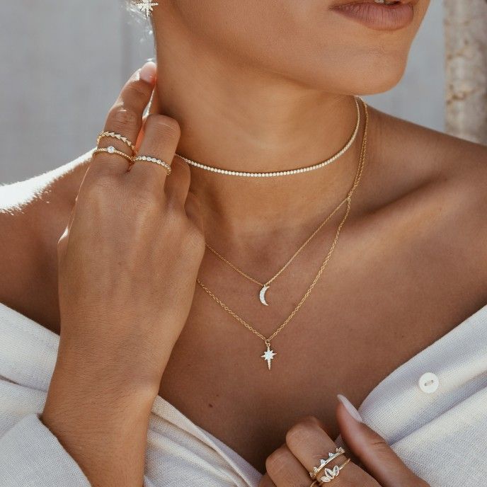 MOON NECKLACE WITH ZIRCONS 