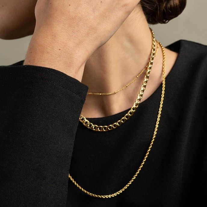 TWISTED STEEL CHAIN NECKLACE 50CM