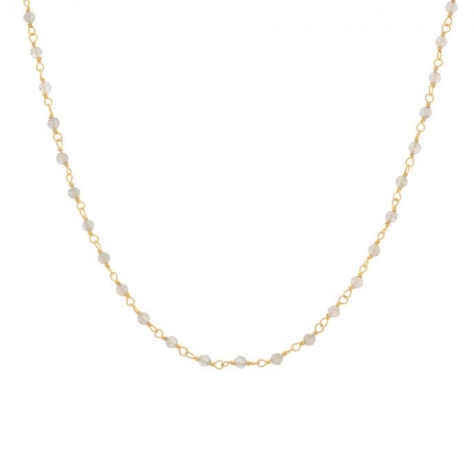 NECKLACE SILVER STONES 45CM - LABRADORITE