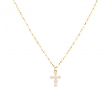 CROSS NECKLACE - PEARLS