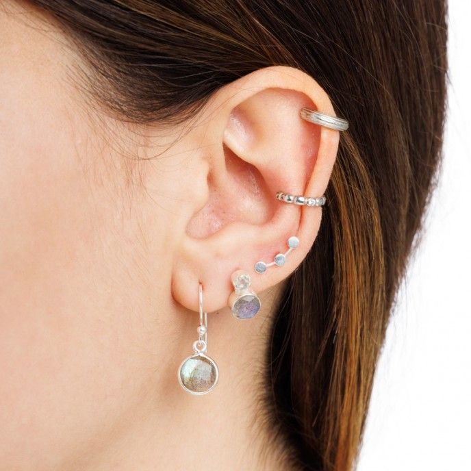 ROUND SILVER EARRINGS - TIGER'S EYE