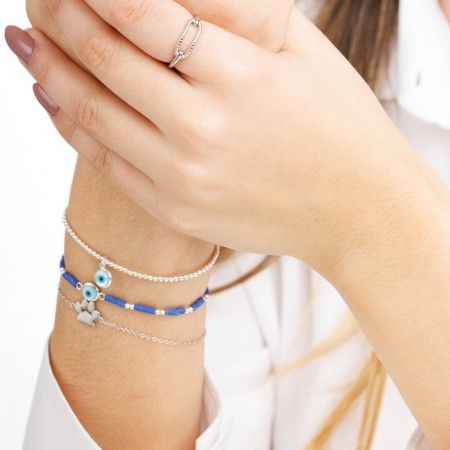 SILVER TUBES WITH EYE BRACELET
