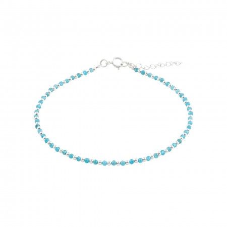 BEADS SILVER FOOT ANKLET - APATITE