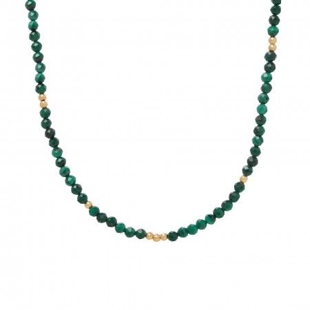 SILVER NECKLACE WITH MALACHITE STONES