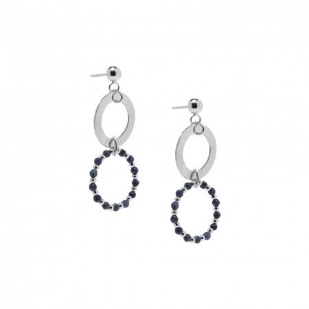 ROUND SILVER EARRINGS WITH SAPPHIRE