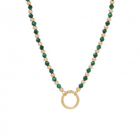 SILVER NECKLACE WITH MALACHITE STONES