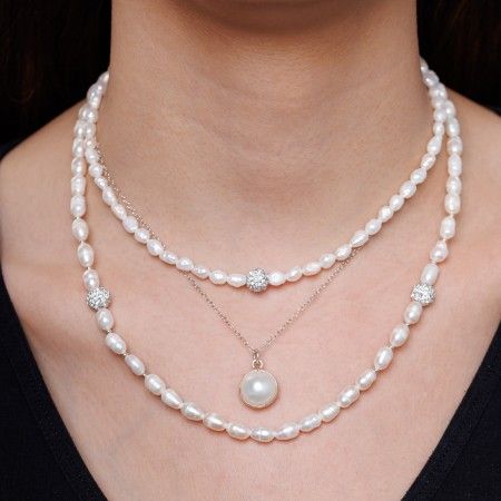 SILVER CHOKER WITH PEARLS