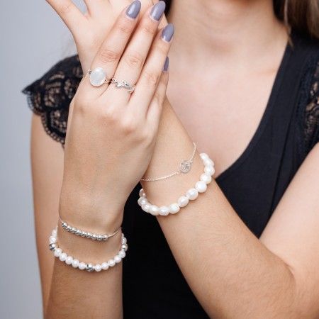 PEARLS AND SILVER BRACELET