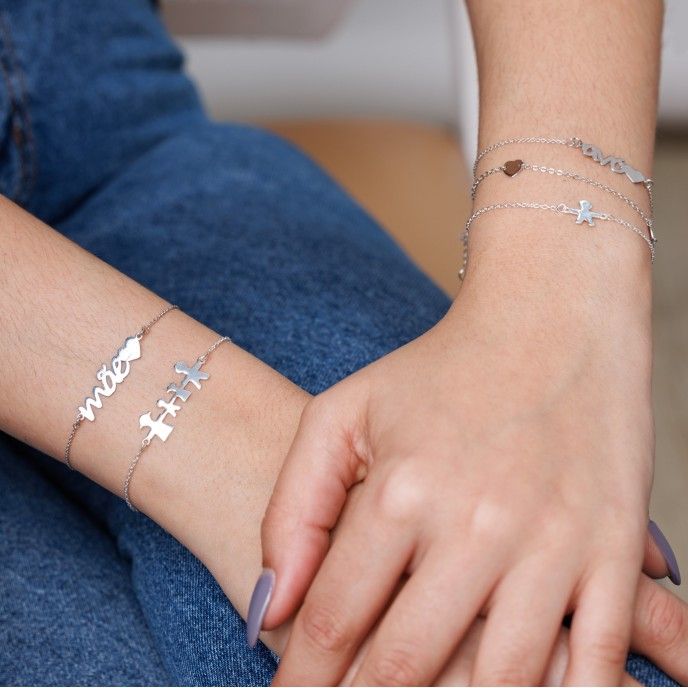 SILVER BRACELET WITH 2 BOYS