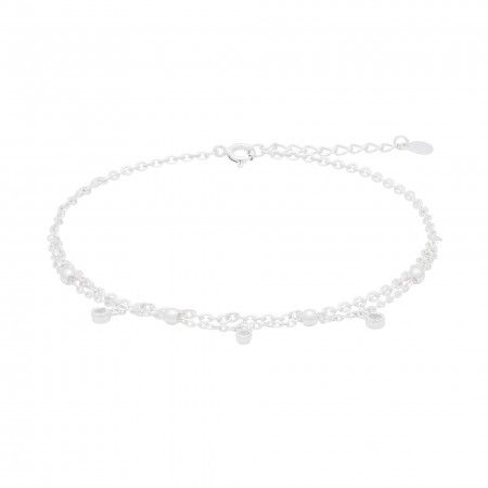 DOUBLE EFFECT SILVER ANKLET WITH BEADS