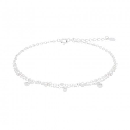 DOUBLE EFFECT SILVER ANKLET WITH BEADS DOUBLE EFFECT SILVER ANKLET WITH BEADS