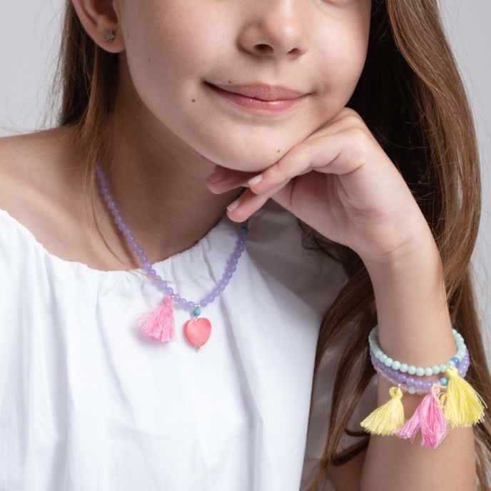 CHILDREN'S SILVER NECKLACE WITH POMPOM