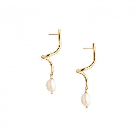 PENDIENTES DE ACERO CON PERLA
