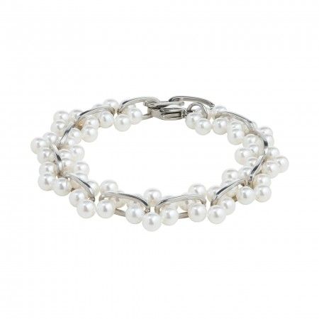 PULSERA DE ACERO CON PERLAS