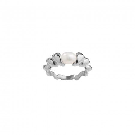 STEEL RING WITH PEARL