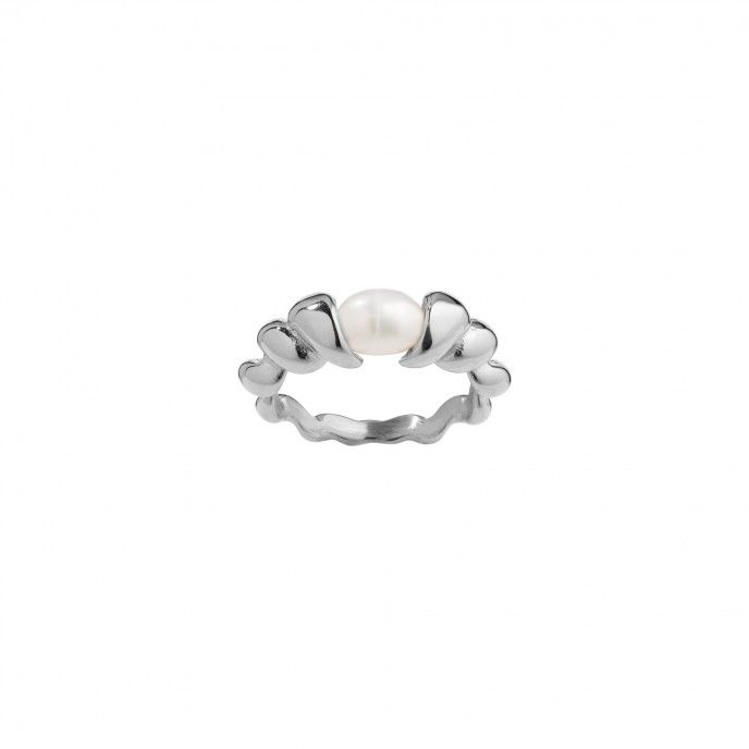 STEEL RING WITH PEARL